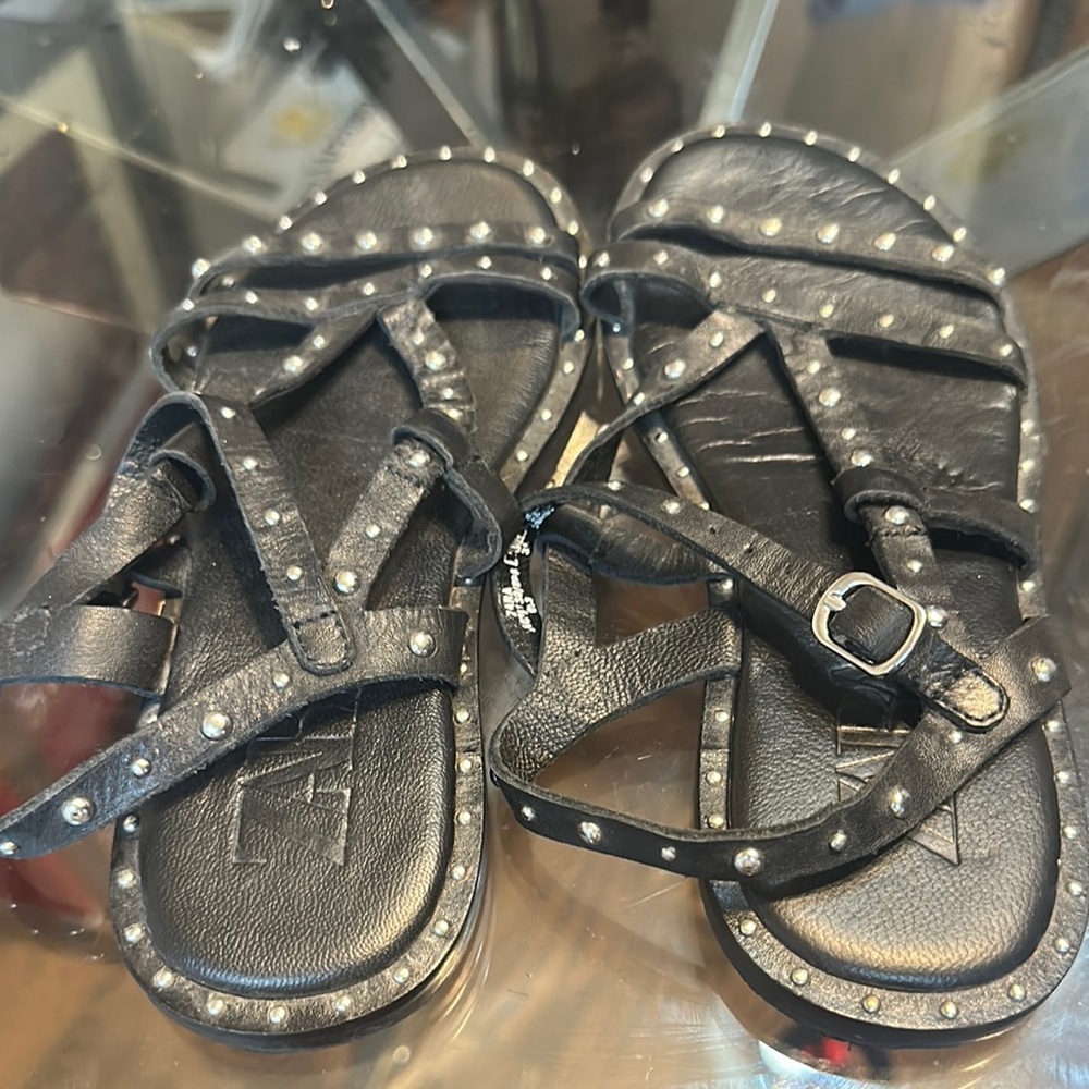 Zara Black Studded Kids Sandals